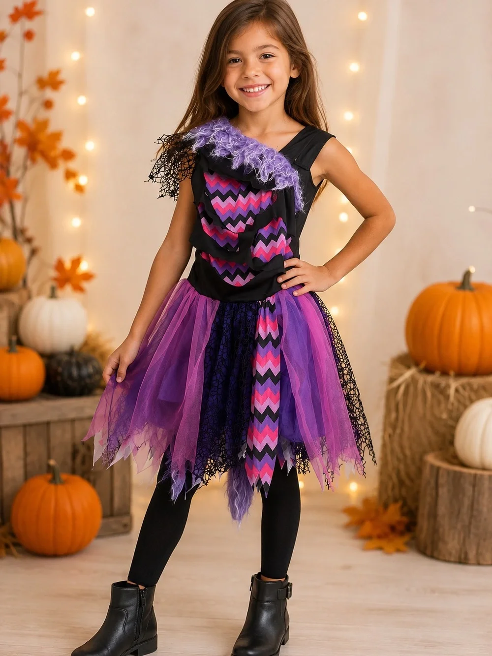 Girls Sassy Cat Halloween Costume Dress Size Medium 7–8